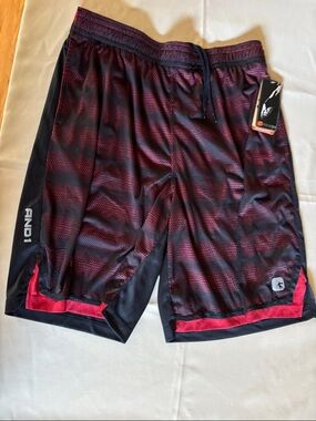 And1 Men’s Black and Red Mesh Basketball Shorts Size L